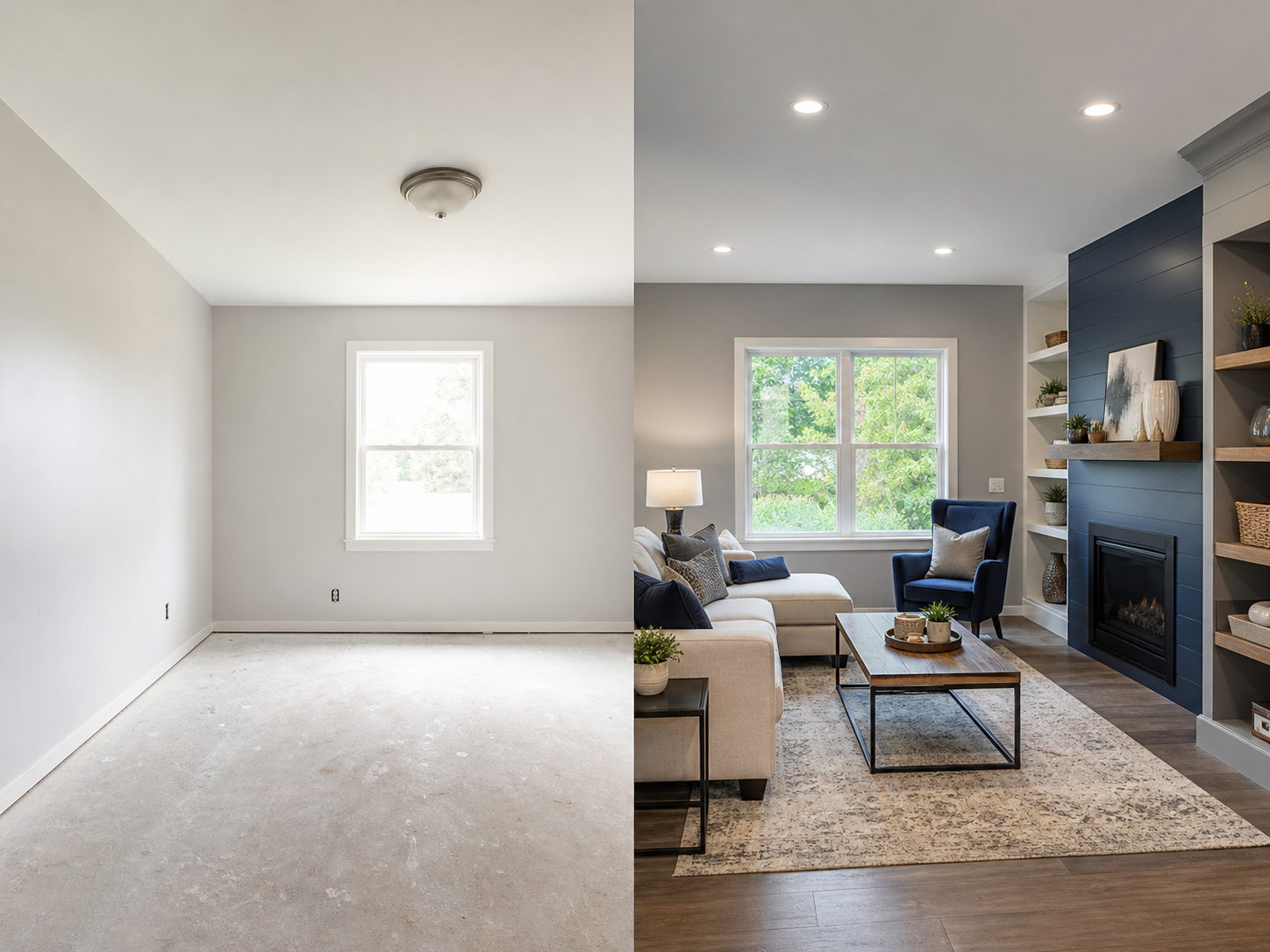 Before and after remodel work